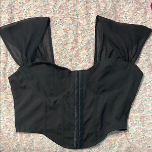 SHEIN Black Cap Sleeve Bustier Bodysuit